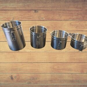 Oggi 4-Pc Stainless Steel Canister Set with Acrylic Lids, Air-tight clamps